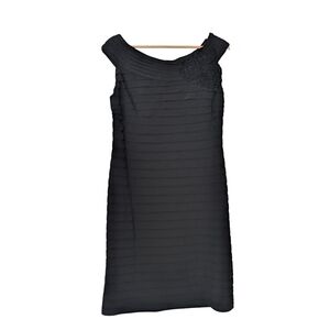 NWOT Adrianna Papell Black Textured Midi Dress, 16